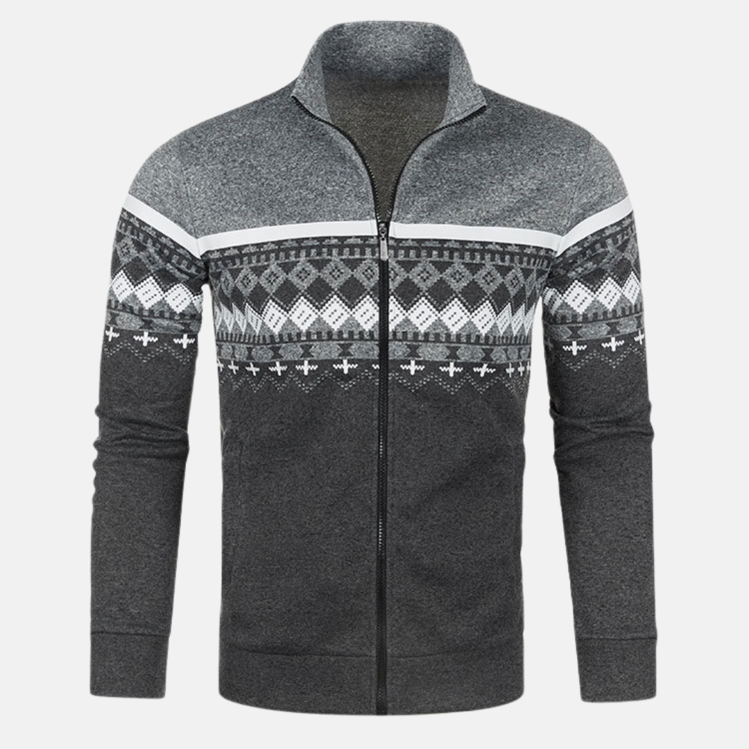 Gilet zippé à motifs nordiques pour homme
