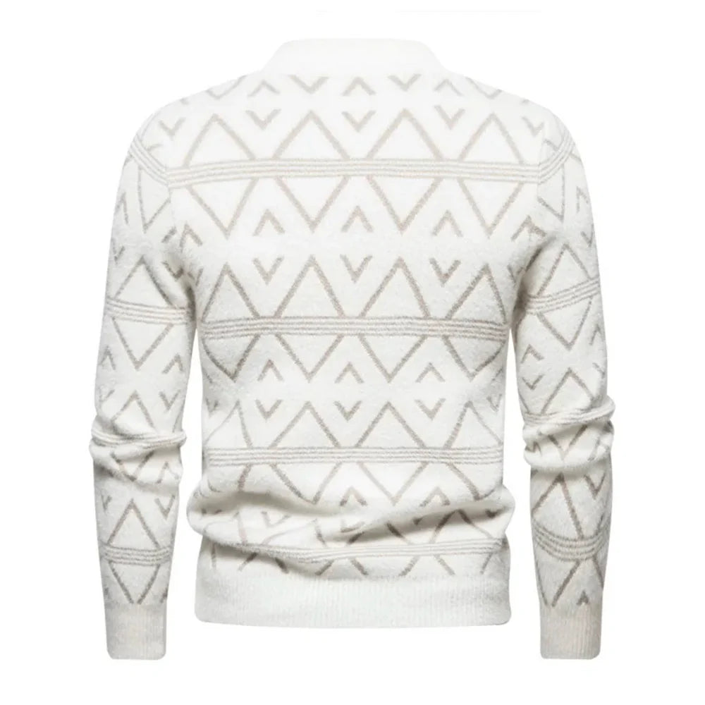 Pull à col ras du cou à motif géométrique pour hommes