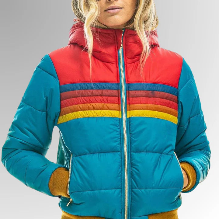 Doudoune rétro multicolore pour femme
