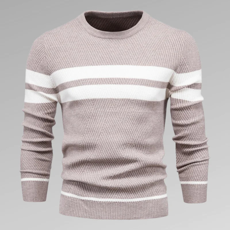 Pull décontracté en maille rayée pour hommes