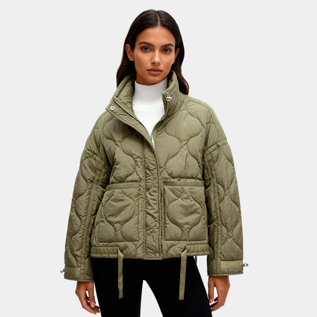 Veste matelassée pour femme avec col montant et motif quilt moderne