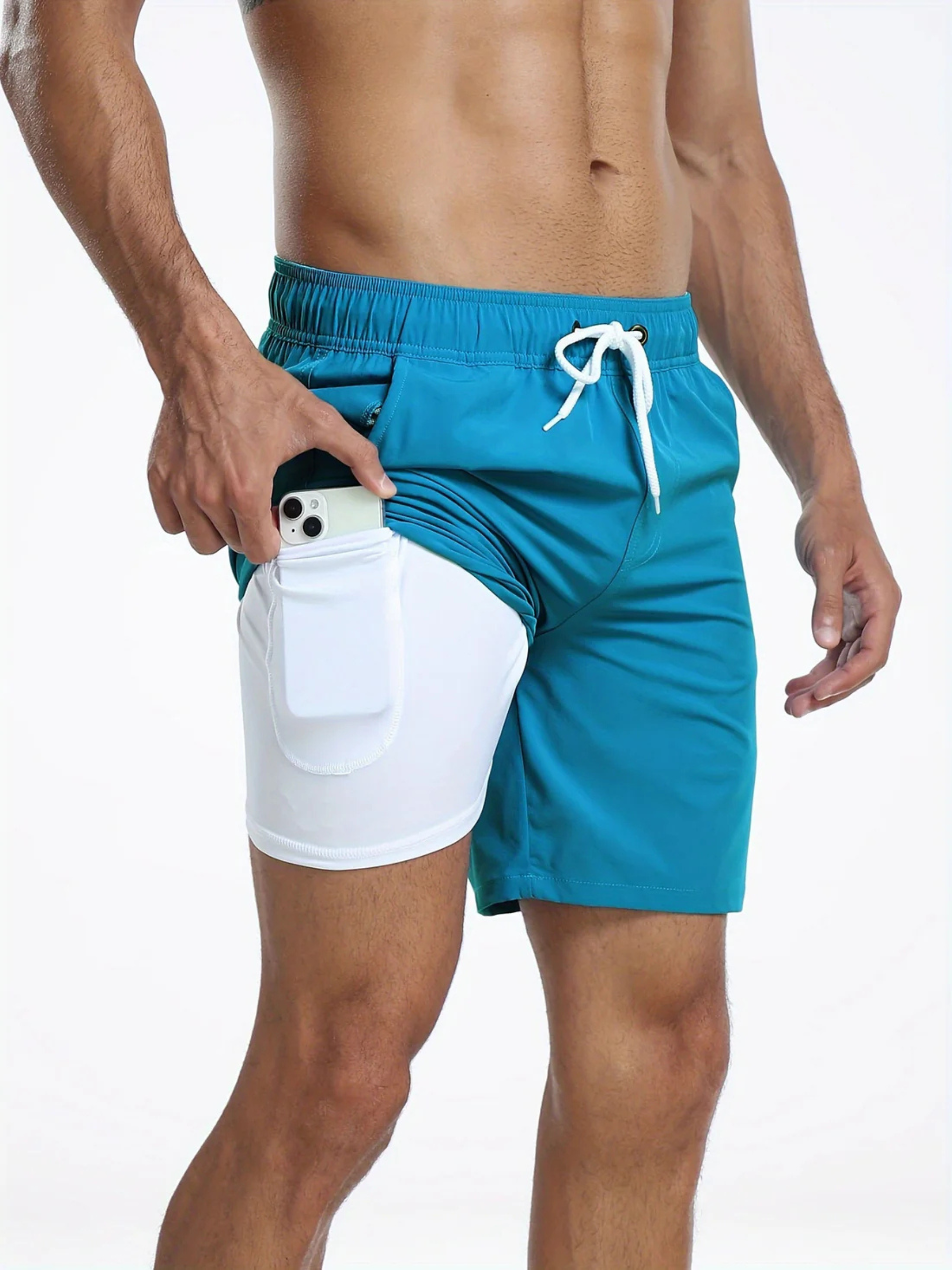 Short de bain athlétique à séchage rapide avec doublure de compression homme