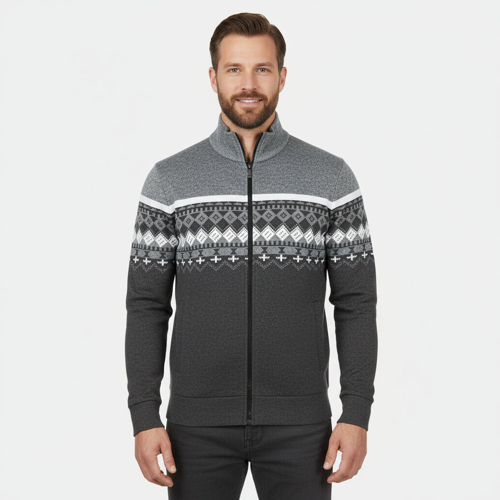 Gilet zippé à motifs nordiques pour homme