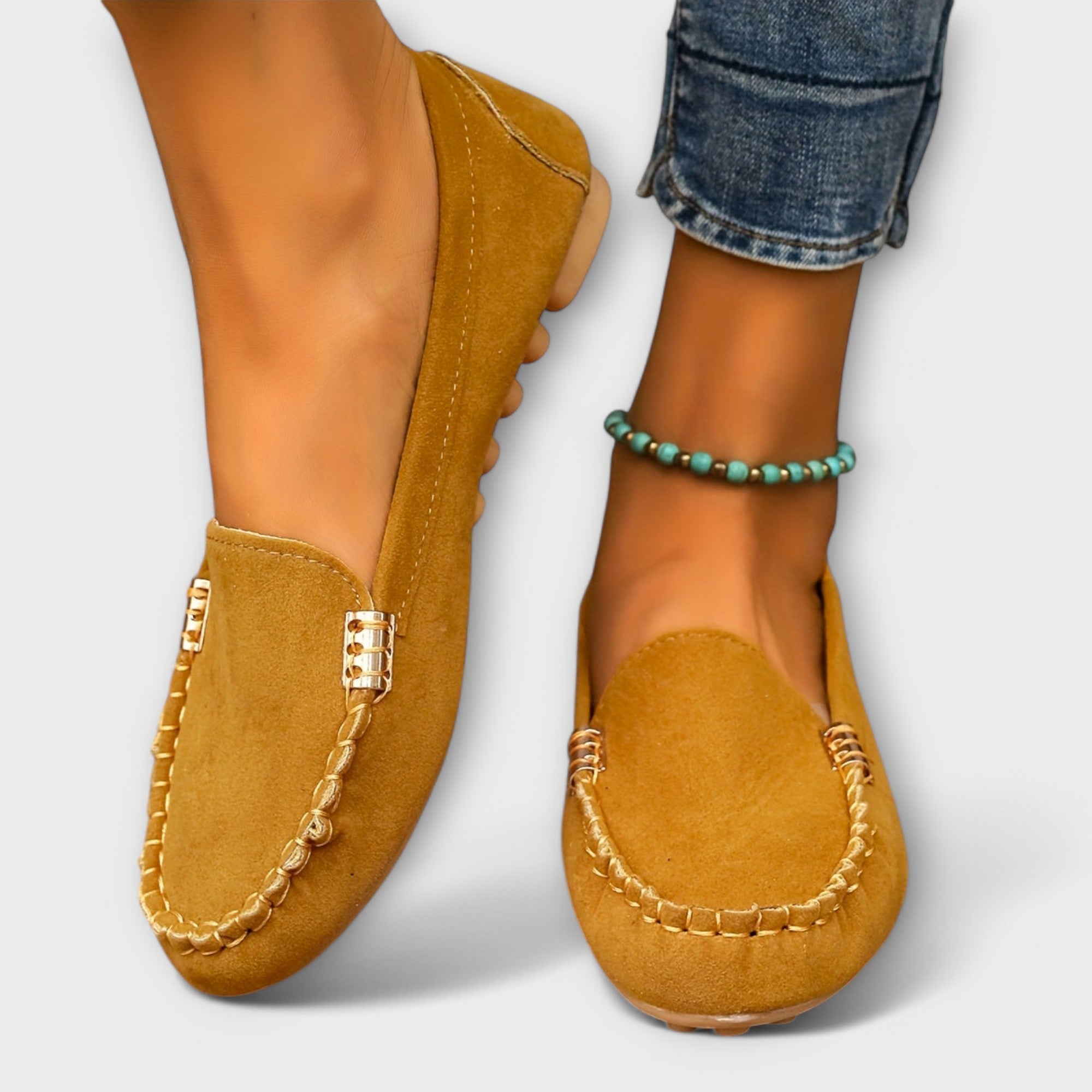 Mocassins femme élégants légers avec détail métallique