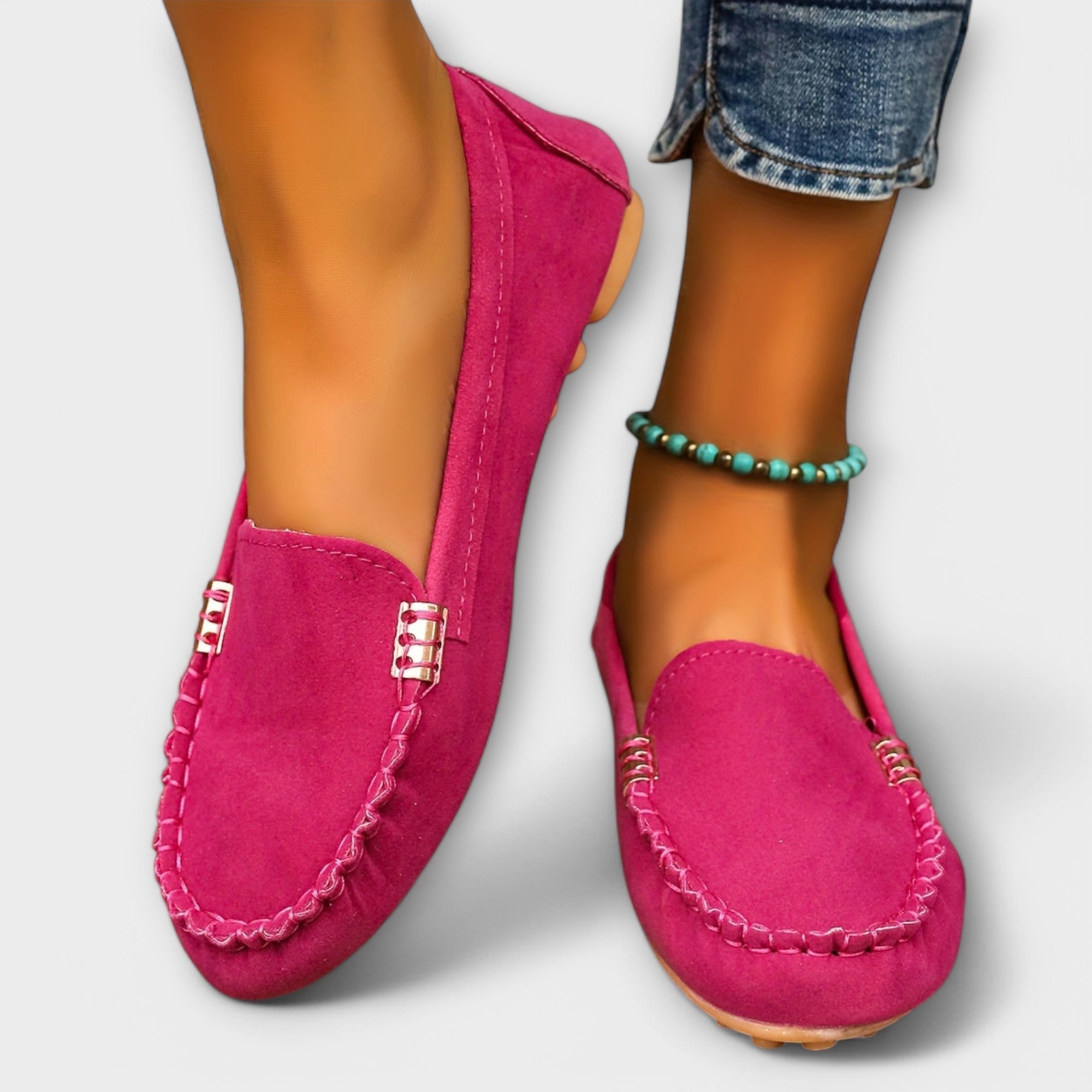 Mocassins femme élégants légers avec détail métallique
