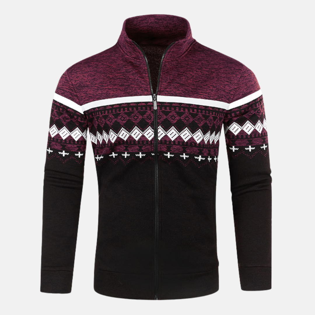 Gilet zippé à motifs nordiques pour homme