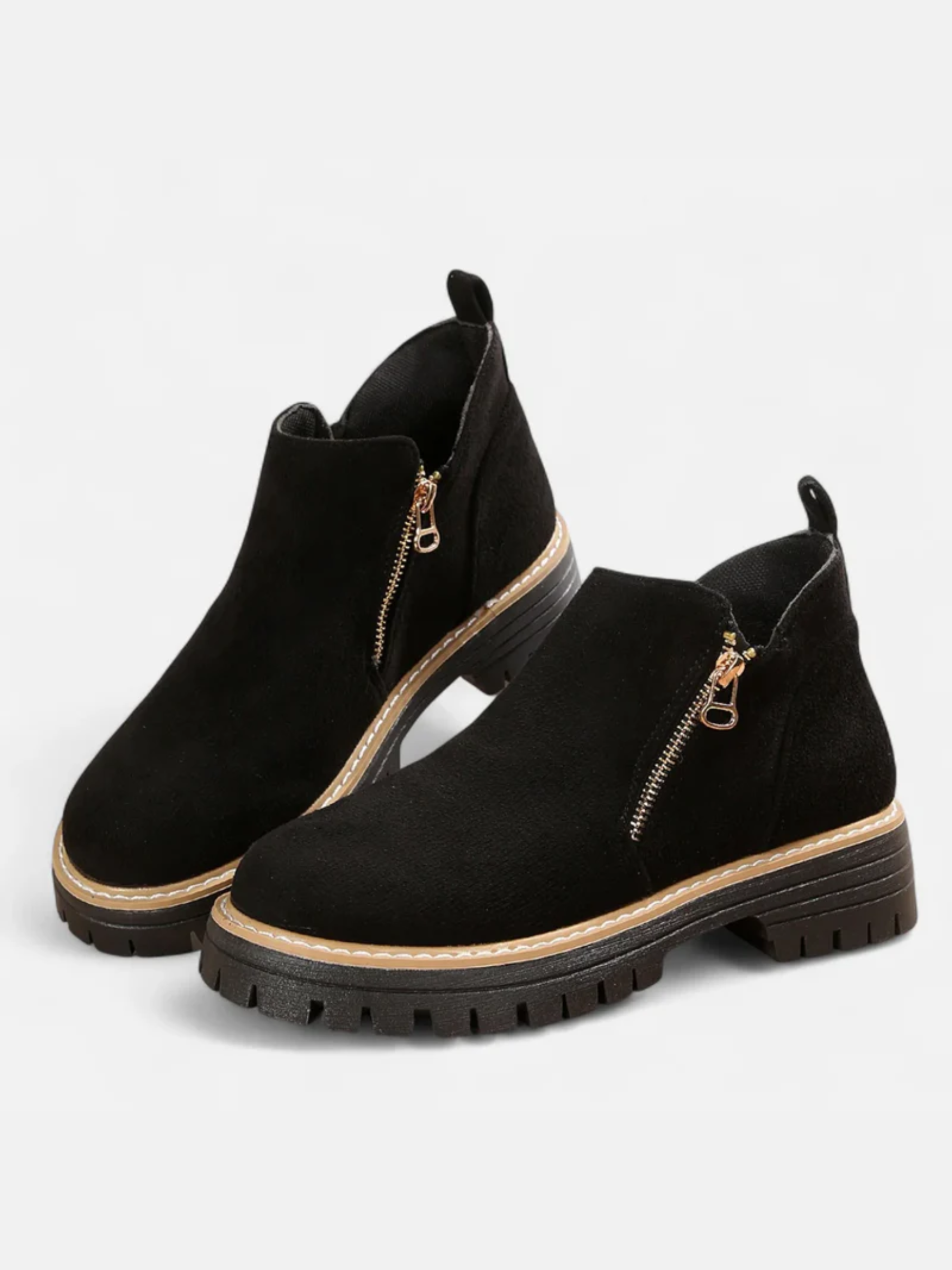 Bottines à semelle crantée avec zip latéral pour femme