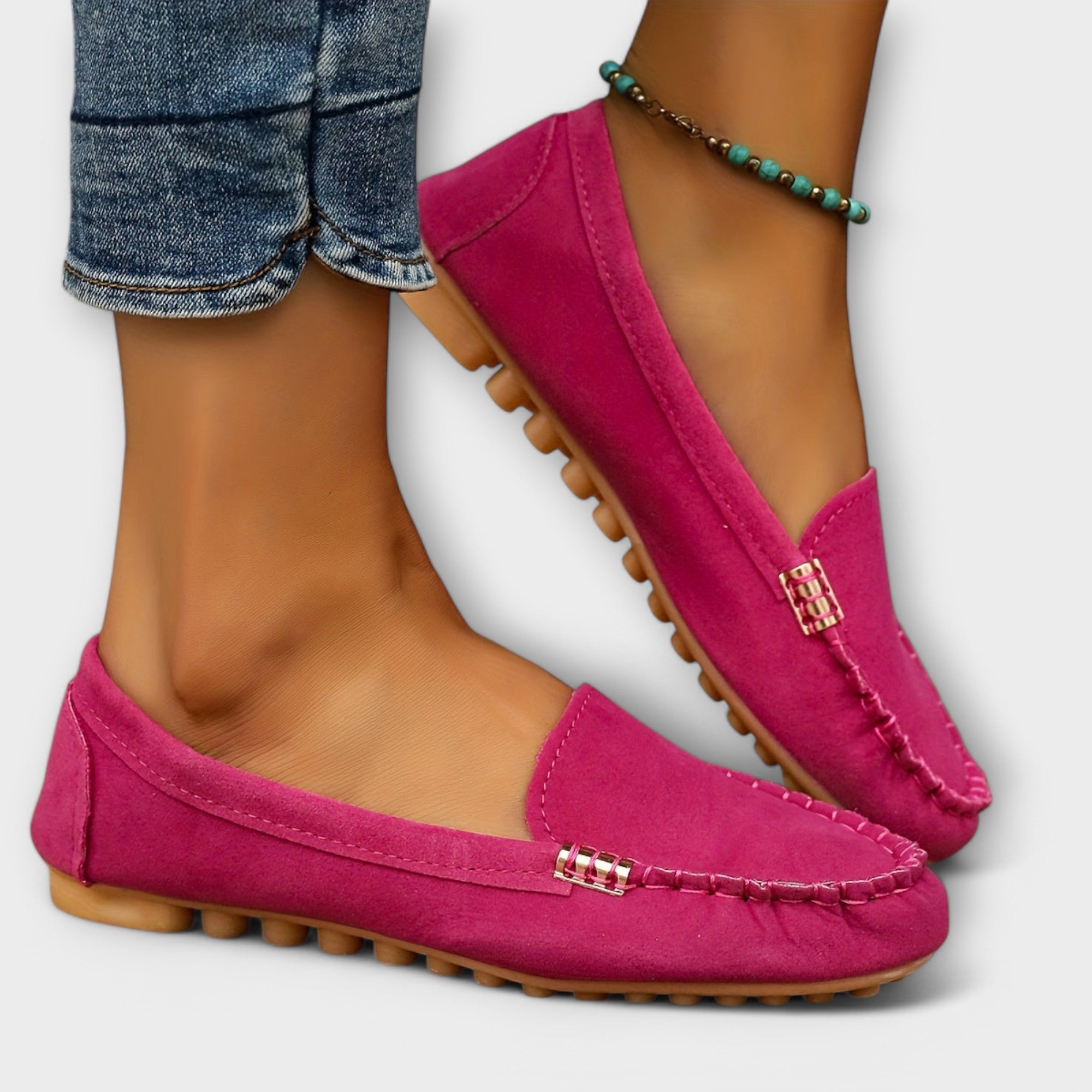 Mocassins femme élégants légers avec détail métallique