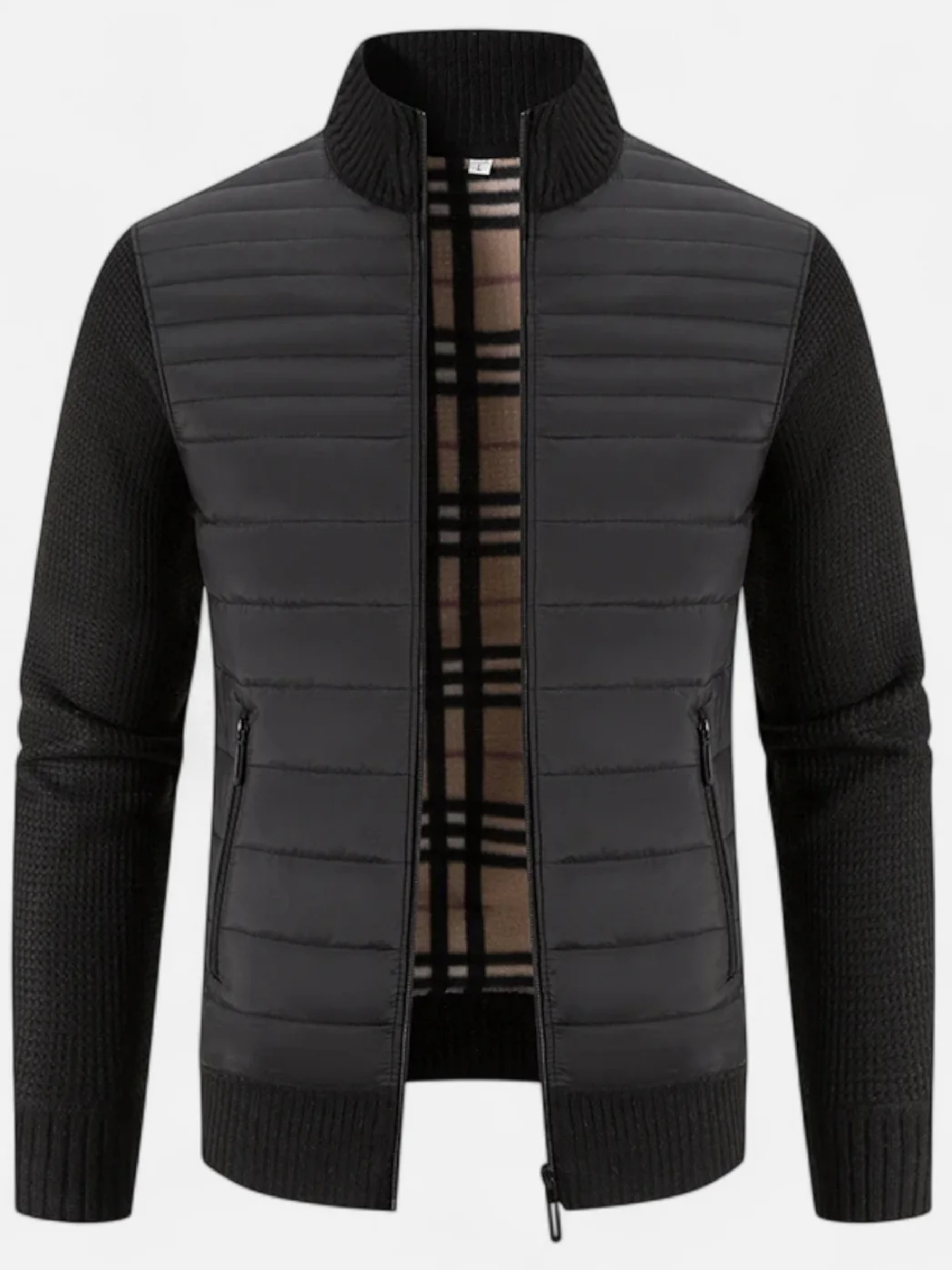 Veste Homme Bi-Matière Matelassée Manches Tricot