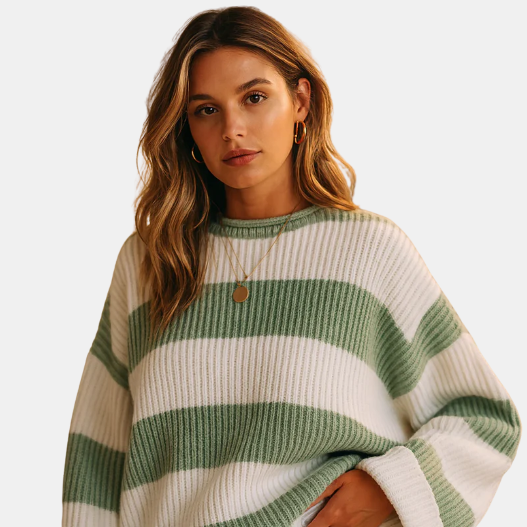 Pull femme à rayures larges en maille douce