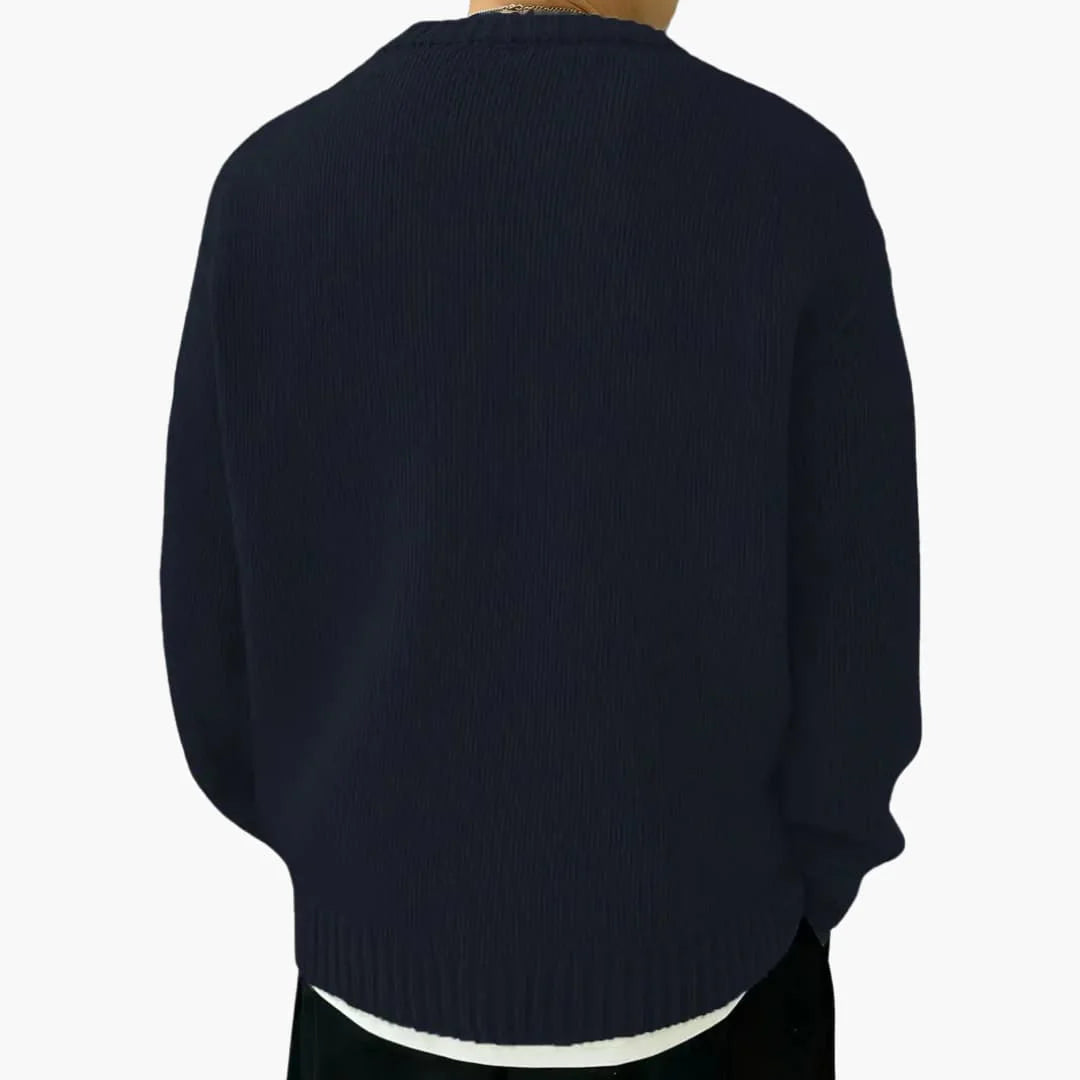 Pull à col rond en tricot classique pour hommes