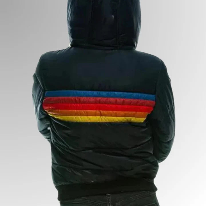 Doudoune rétro multicolore pour femme