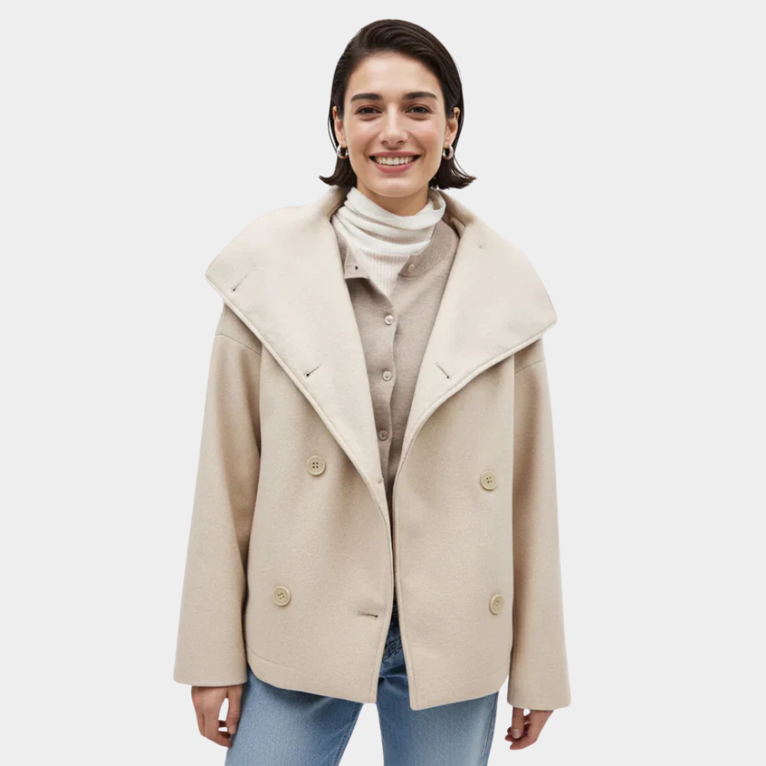 Veste courte élégante à grand col pour femme