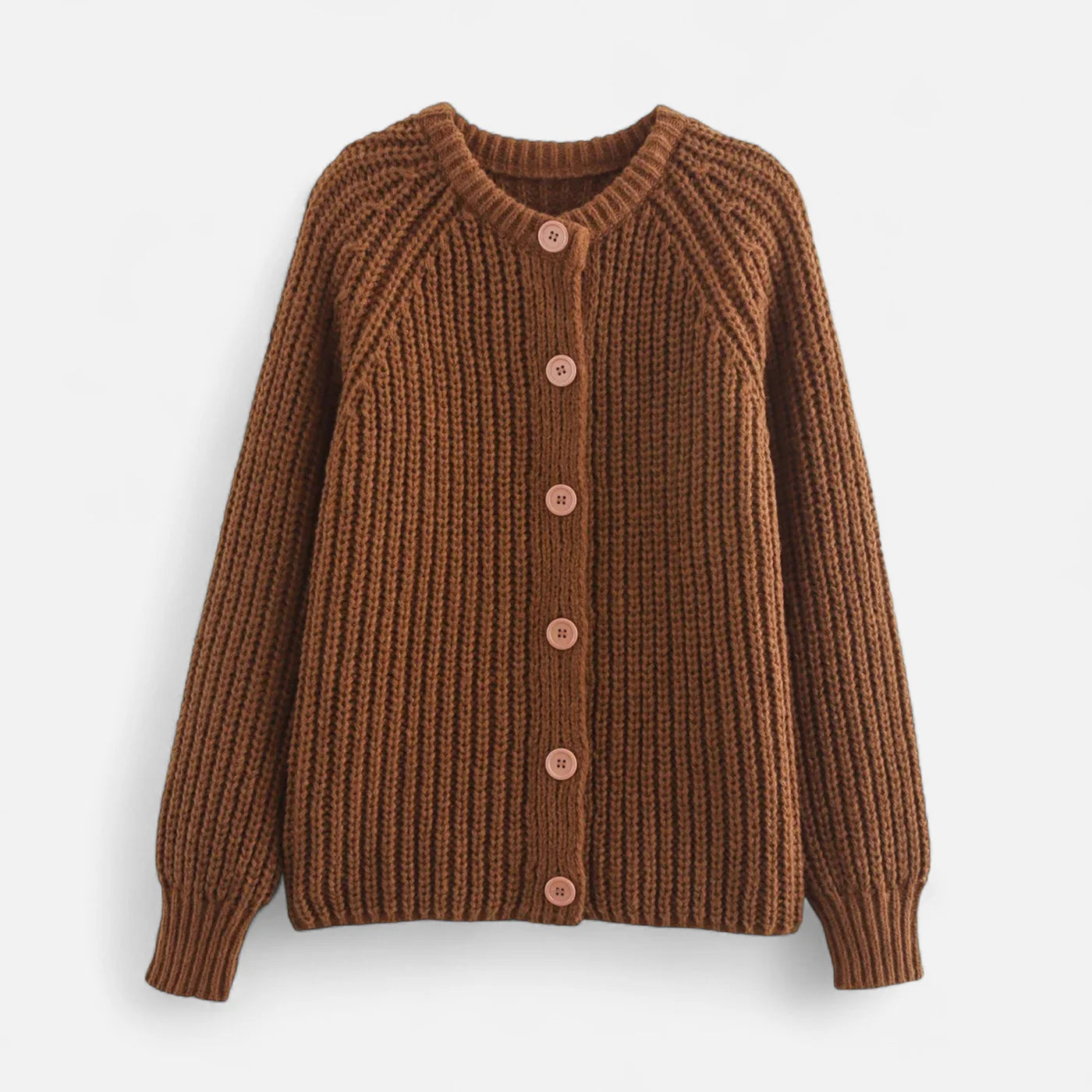 Cardigan tricoté à col rond vintage pour femme