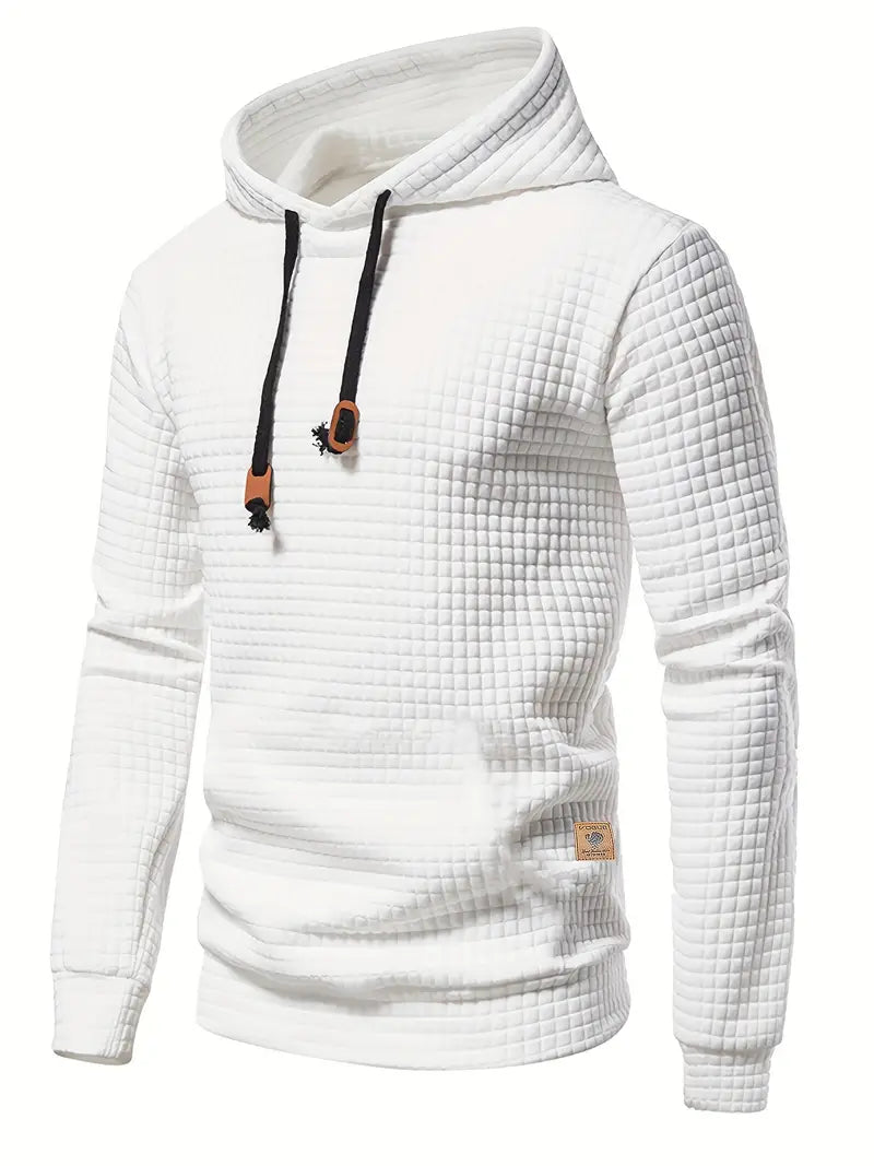 Pull à capuche décontracté avec grille texturée pour hommes