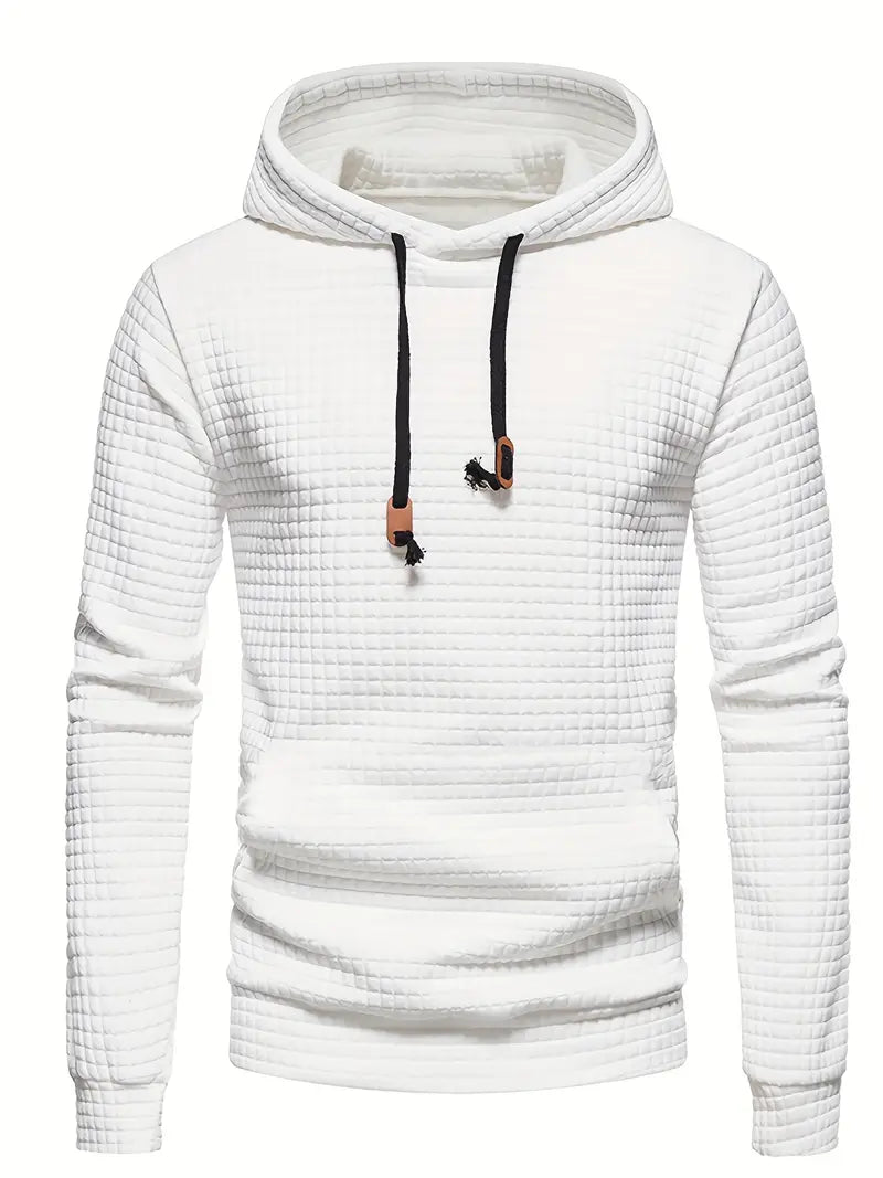 Pull à capuche décontracté avec grille texturée pour hommes