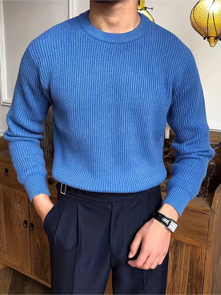 Pull classique en tricot côtelé pour hommes