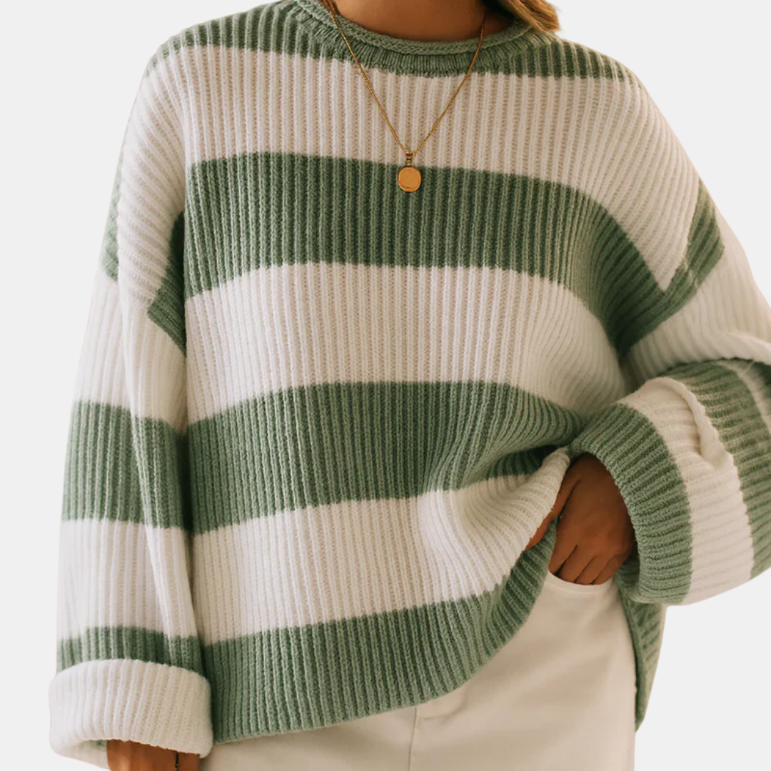 Pull femme à rayures larges en maille douce