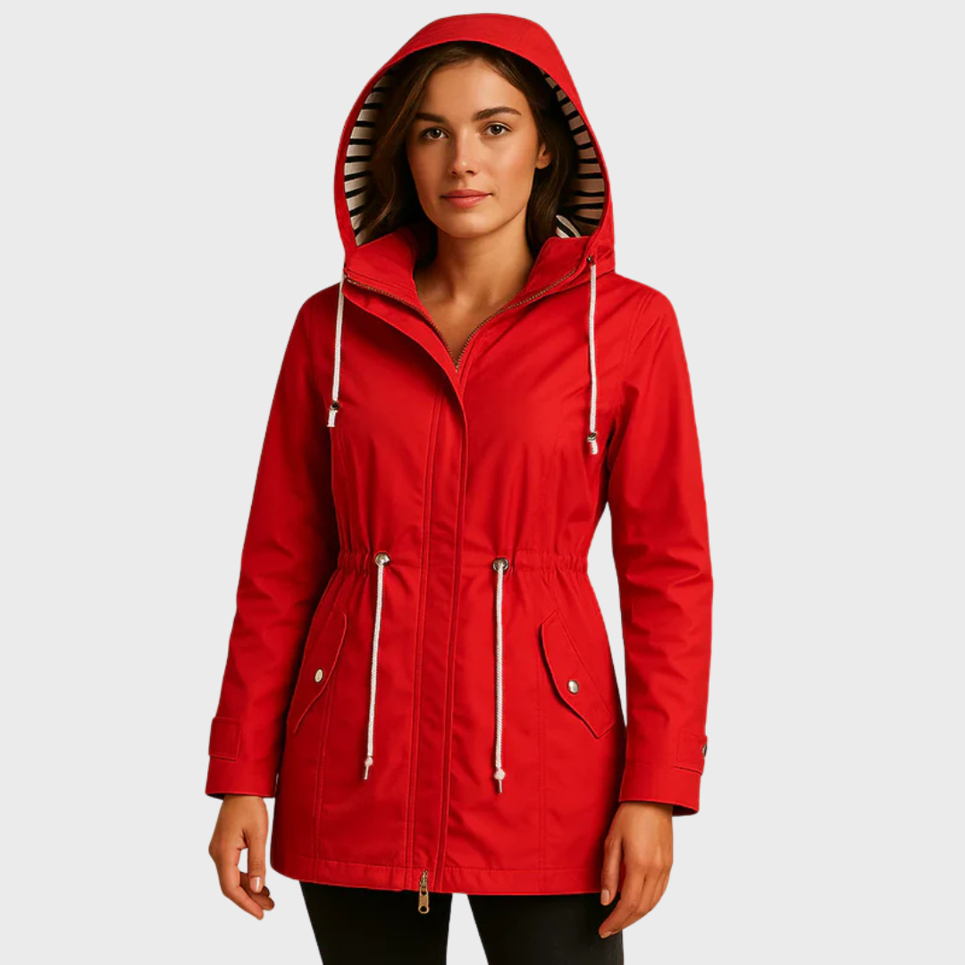 Manteau imperméable femme léger avec poches et cordon de serrage