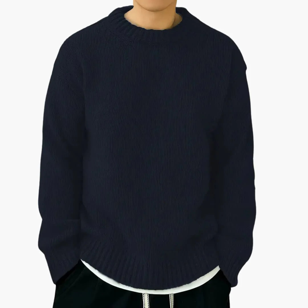 Pull à col rond en tricot classique pour hommes