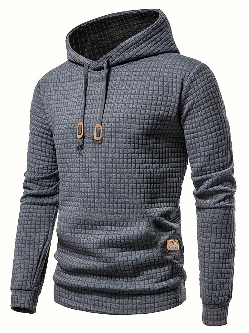 Pull à capuche décontracté avec grille texturée pour hommes