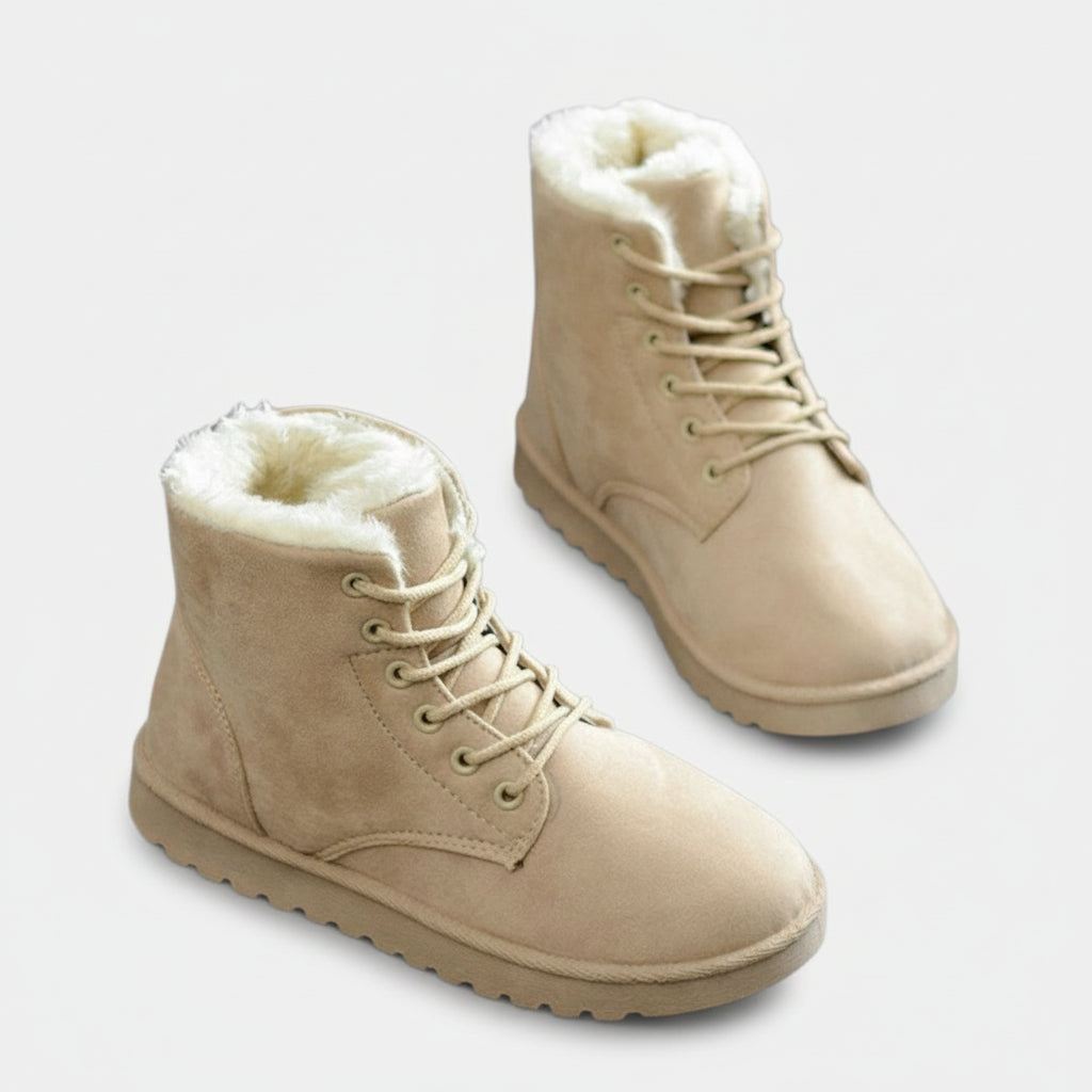 Bottines d'hiver fourrées à lacets pour femme