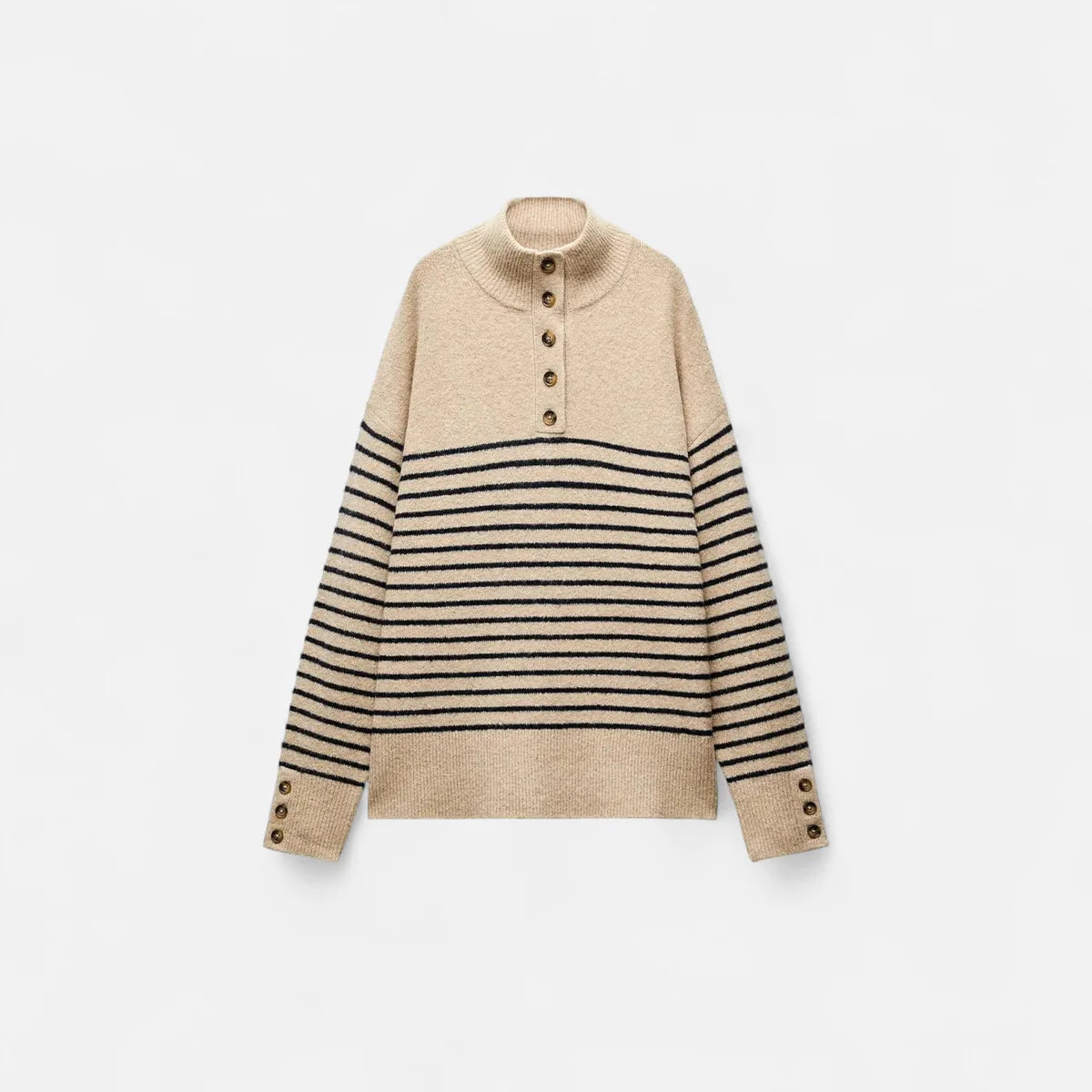 Pull femme à col roulé rayé