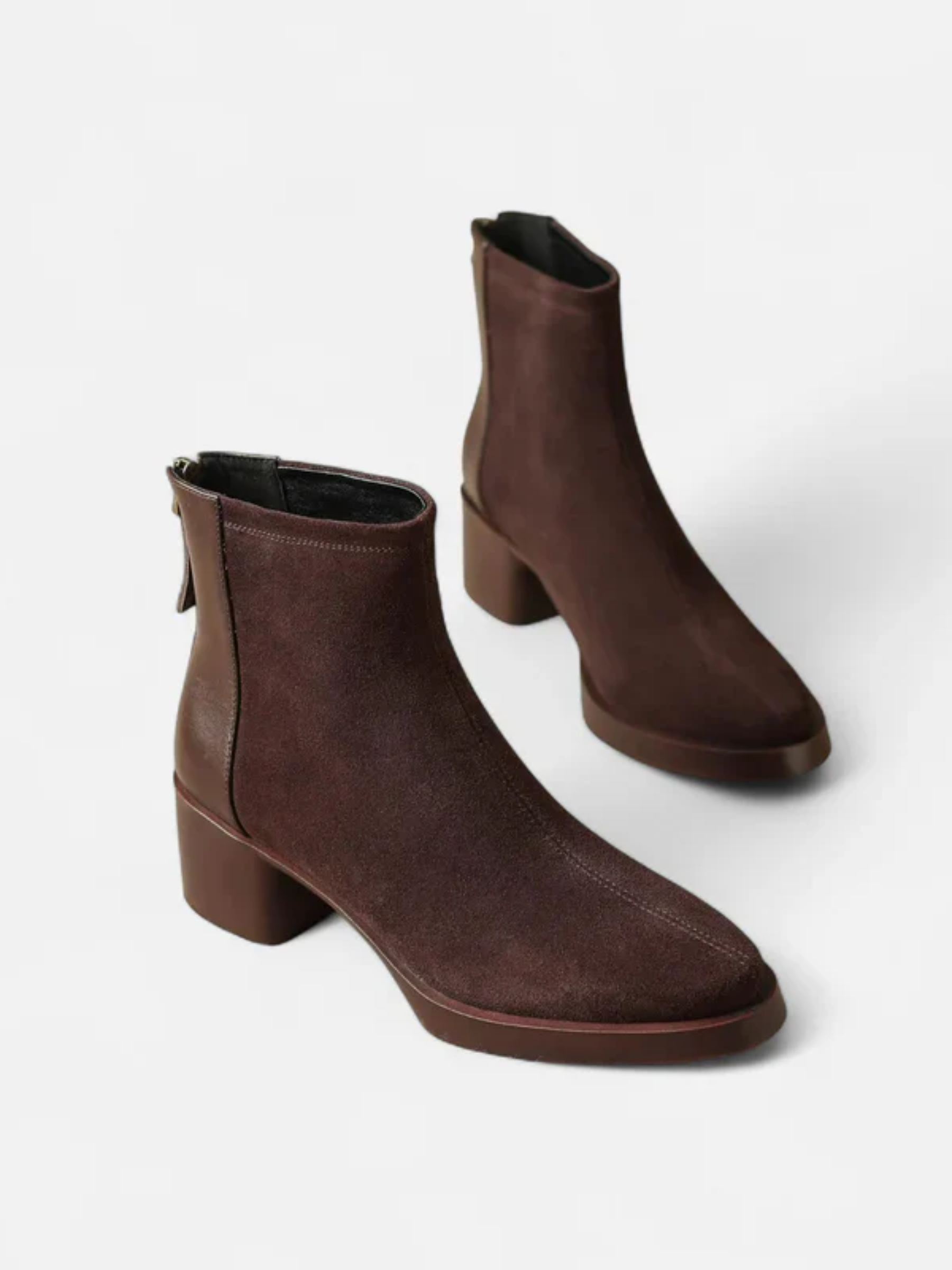 Bottines Femme en Daim Bout Pointu Talon Bloc