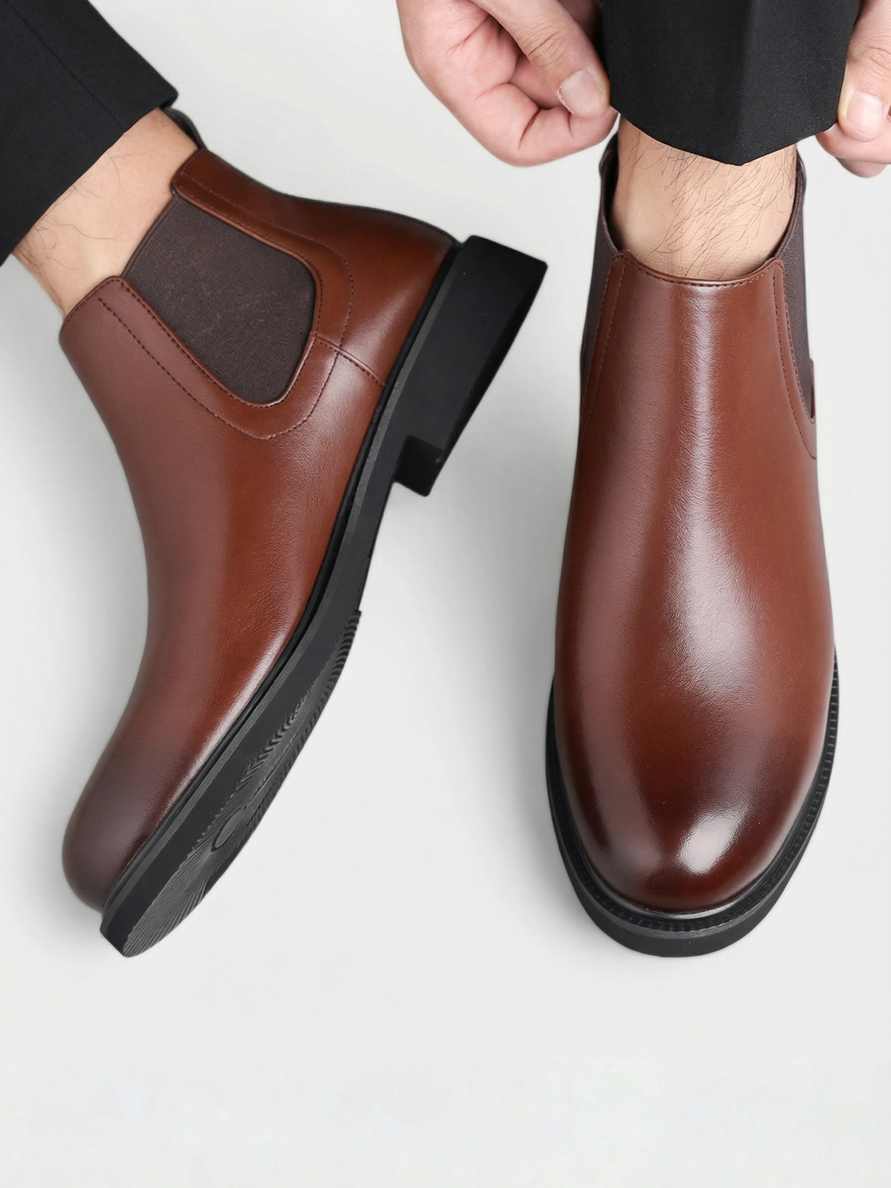 Bottines Chelsea Homme en Cuir Fourrées
