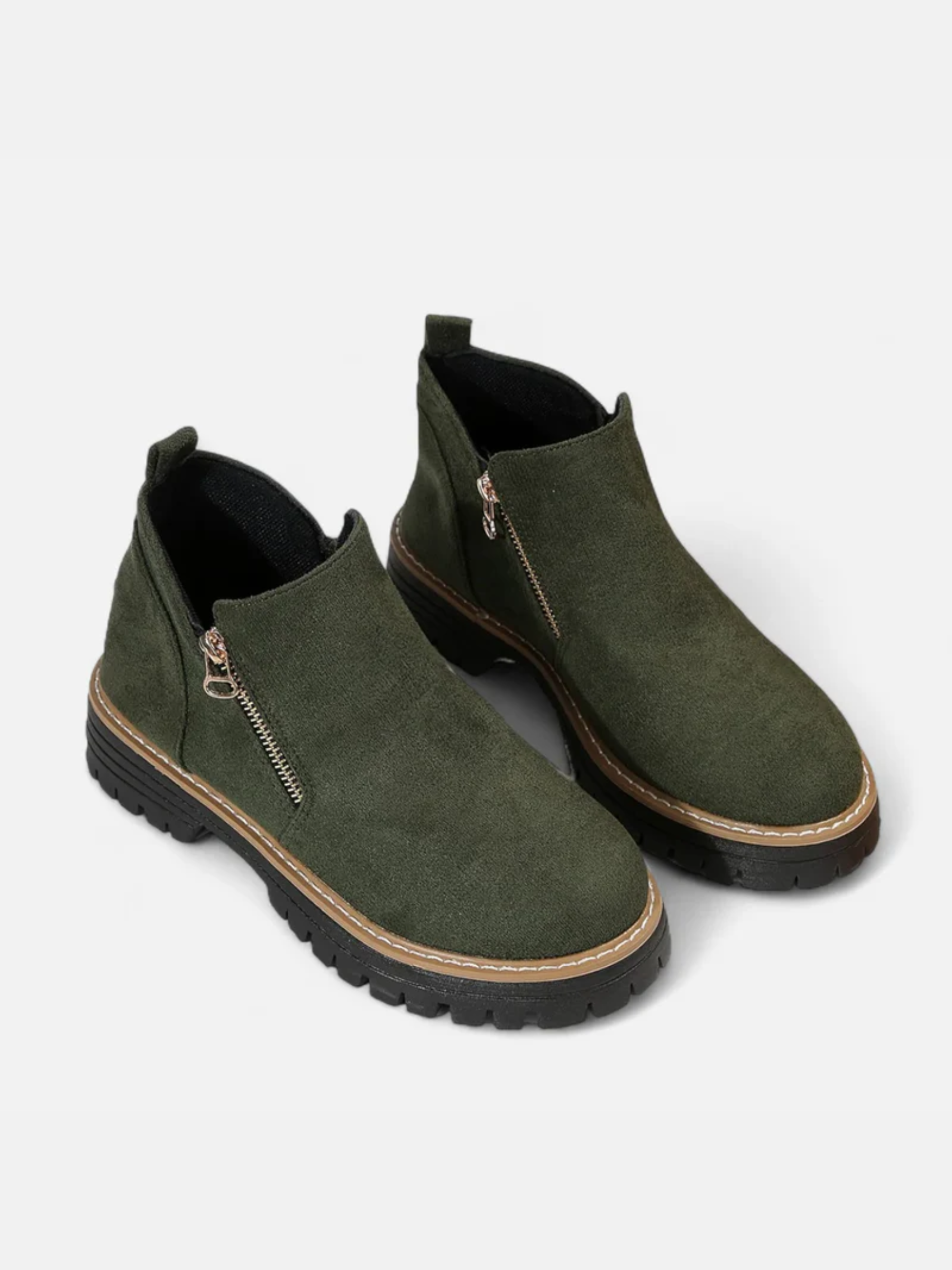 Bottines à semelle crantée avec zip latéral pour femme