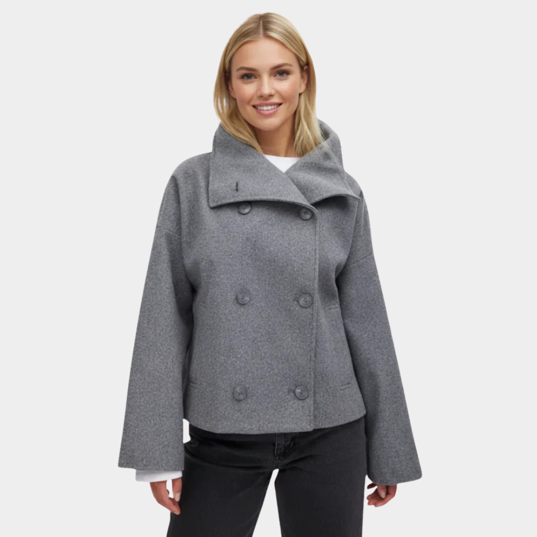 Veste courte élégante à grand col pour femme