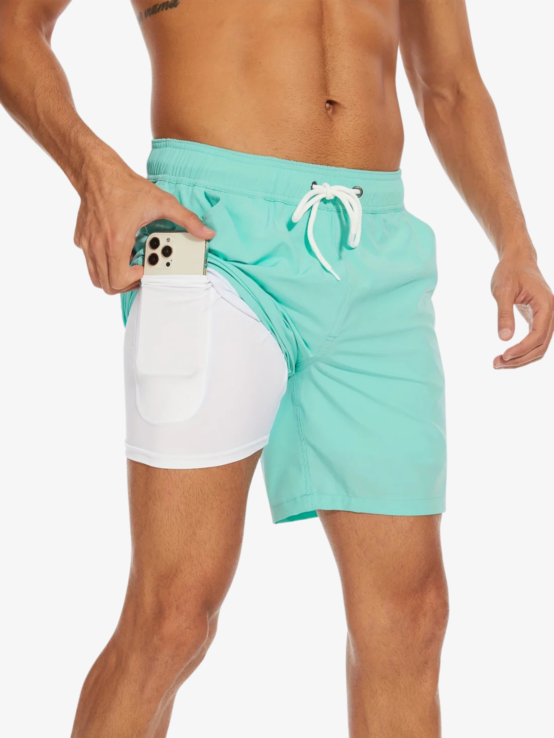 Short de bain athlétique à séchage rapide avec doublure de compression homme