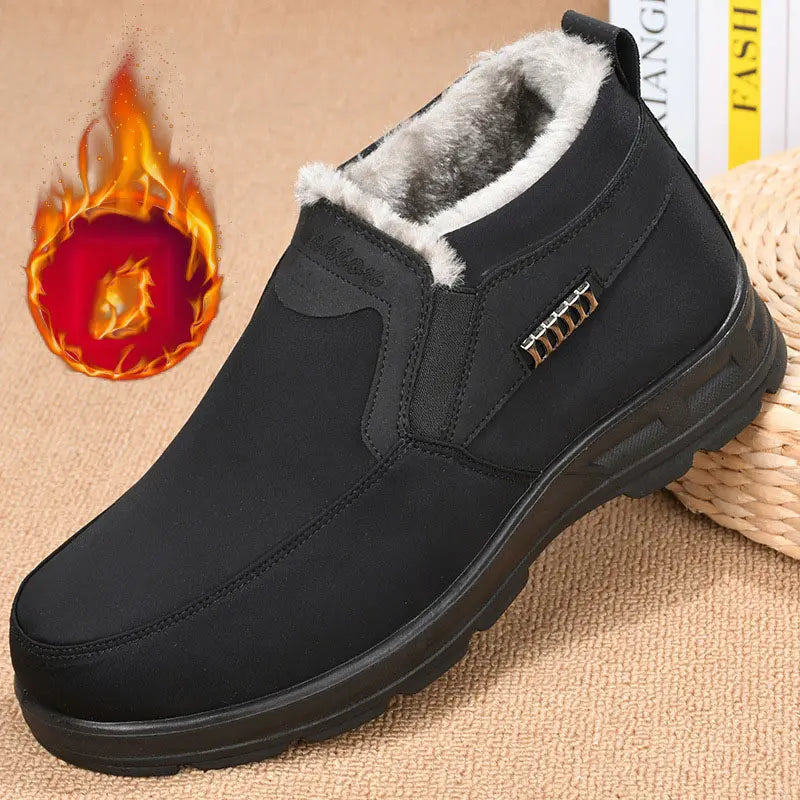 Chaussures d'hiver thermiques pour hommes avec doublure en peluche