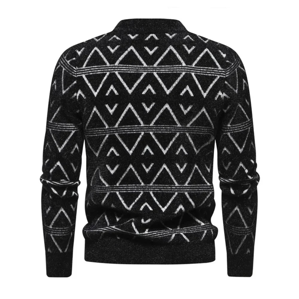 Pull à col ras du cou à motif géométrique pour hommes