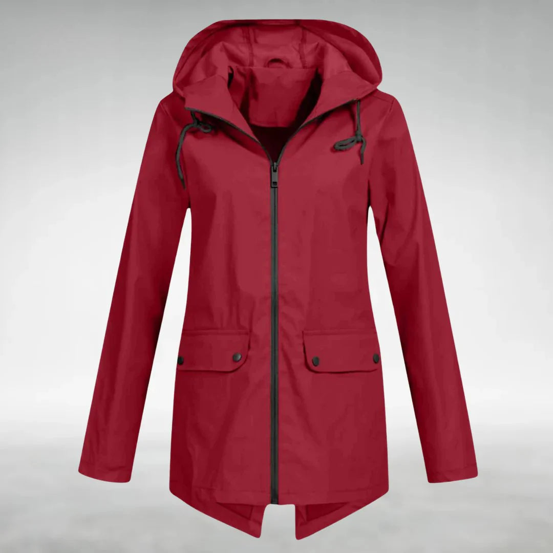 Veste imperméable à capuche pour femme avec poches avant