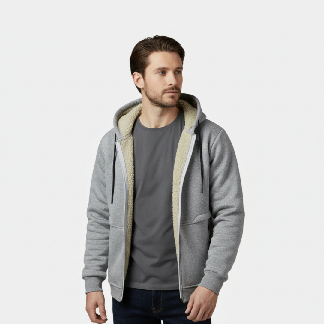 Sweat à capuche doublé en polaire pour homme