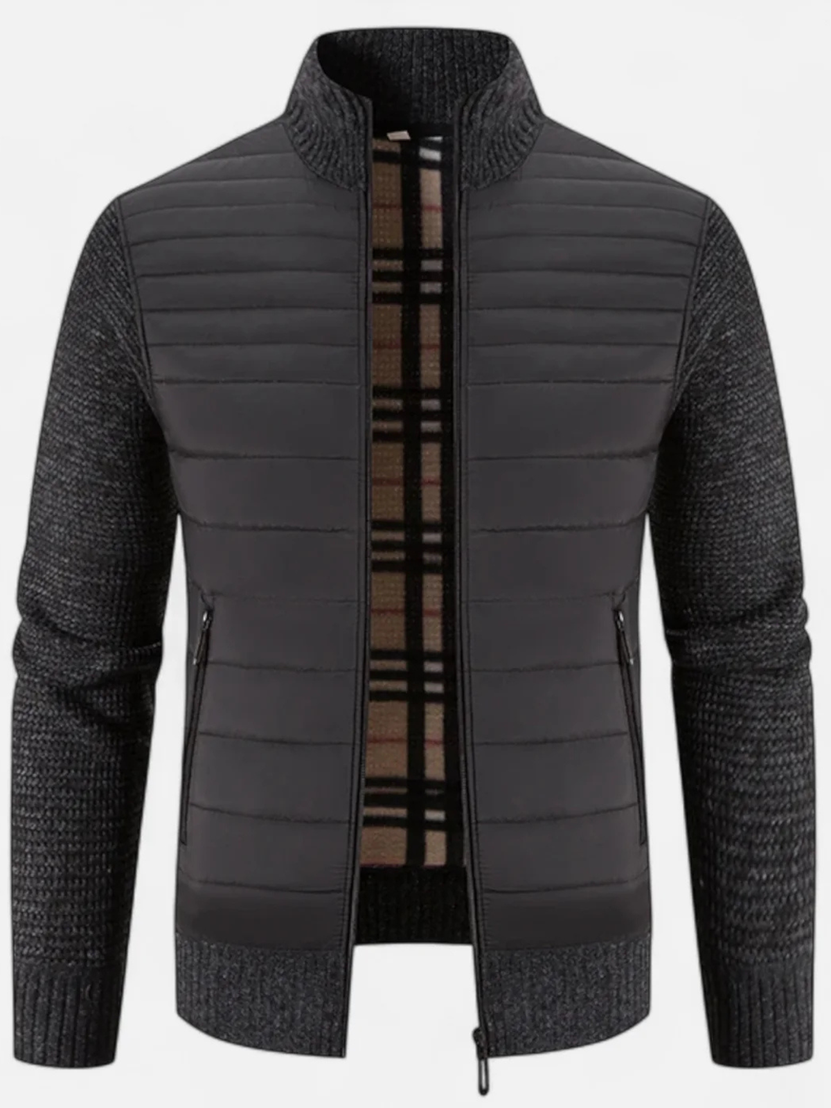 Veste Homme Bi-Matière Matelassée Manches Tricot