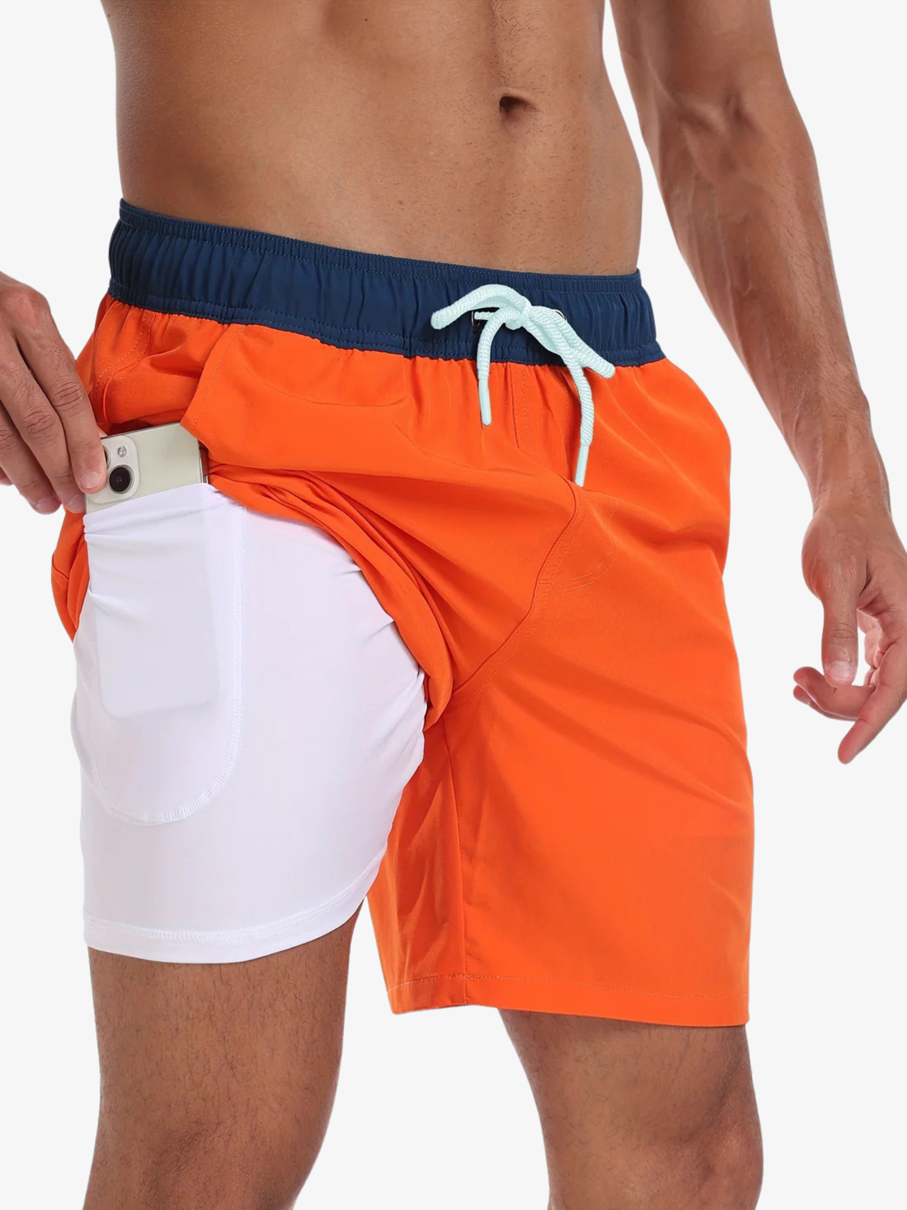 Short de bain athlétique à séchage rapide avec doublure de compression homme