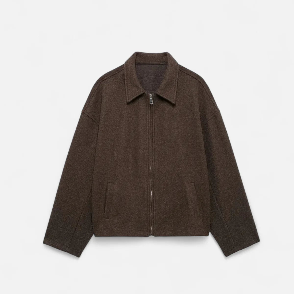 Veste en laine à revers zippée pour femme