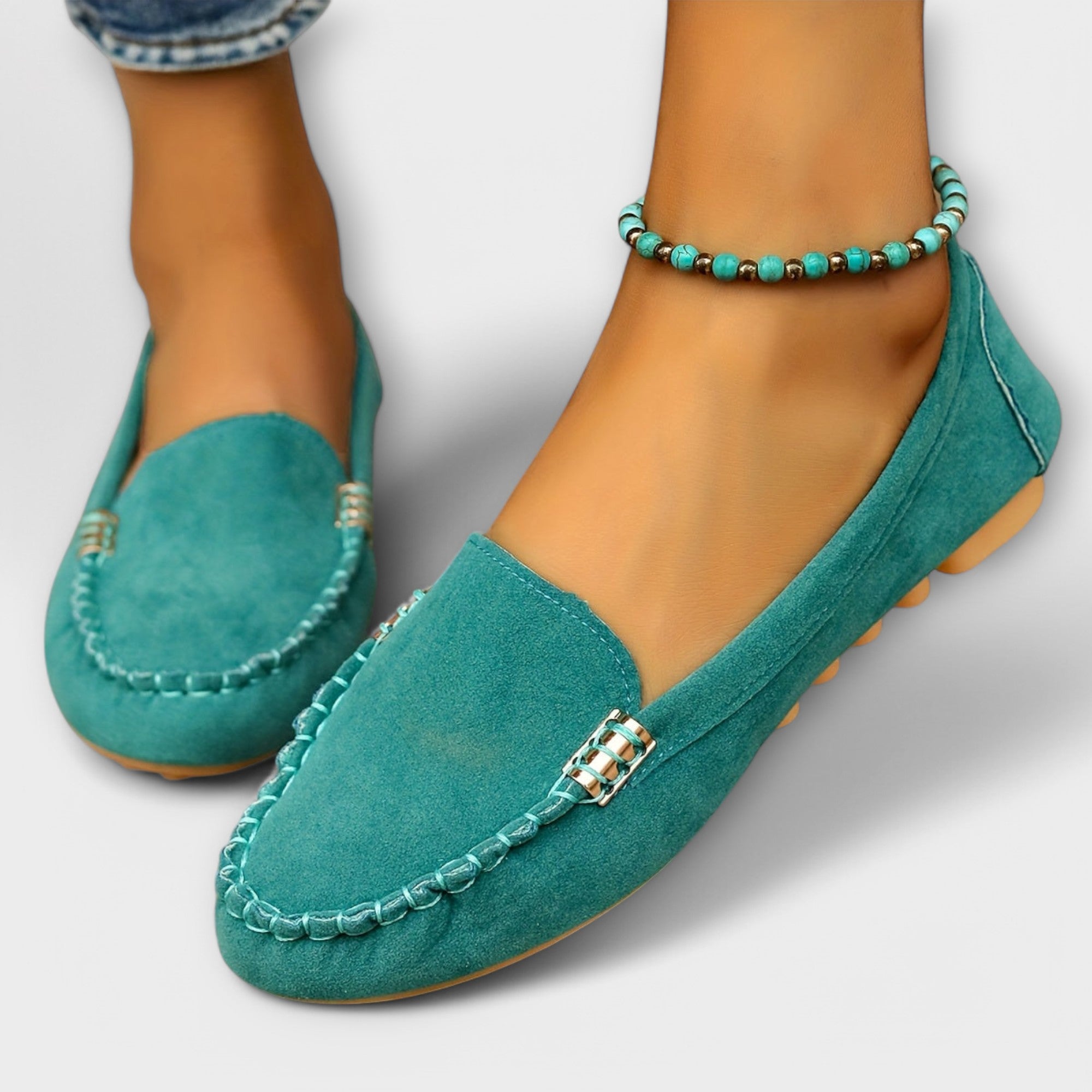 Mocassins femme élégants légers avec détail métallique