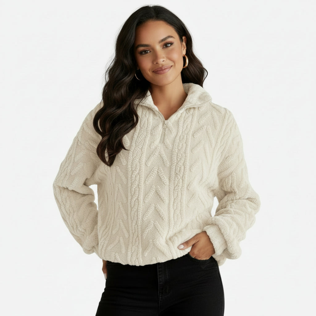 Pull polaire zippé ultra doux pour femme