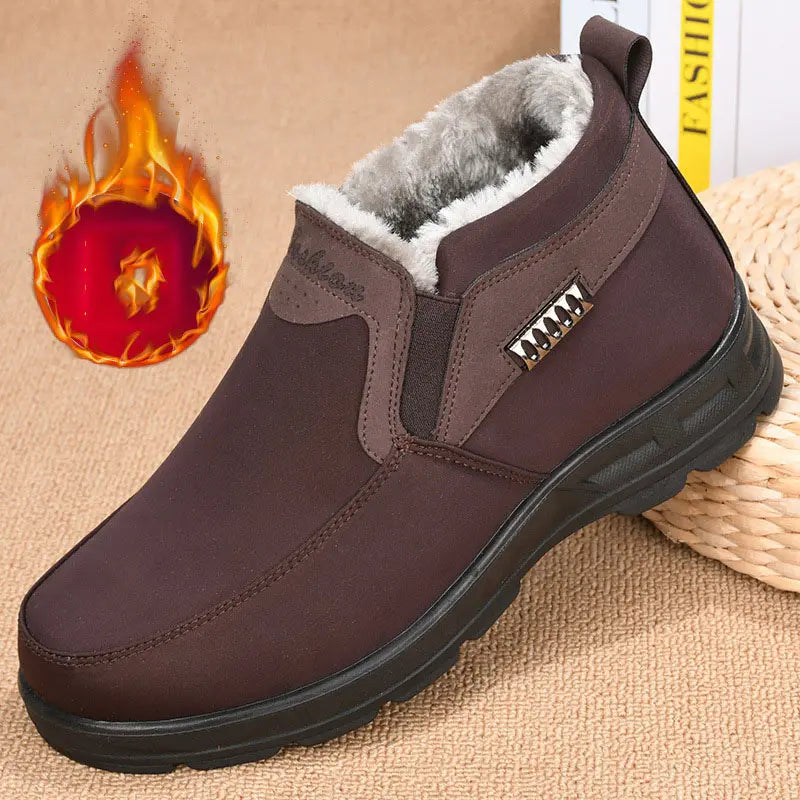 Chaussures d'hiver thermiques pour hommes avec doublure en peluche