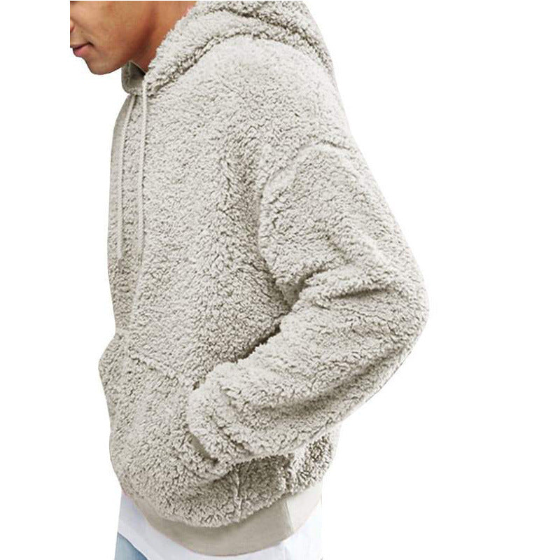 Sweat à capuche en peluche pour hommes avec poche kangourou