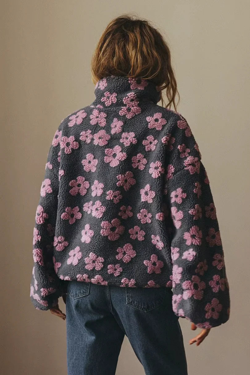 Pull chaud à motif floral pour femme – Style cosy et tendance