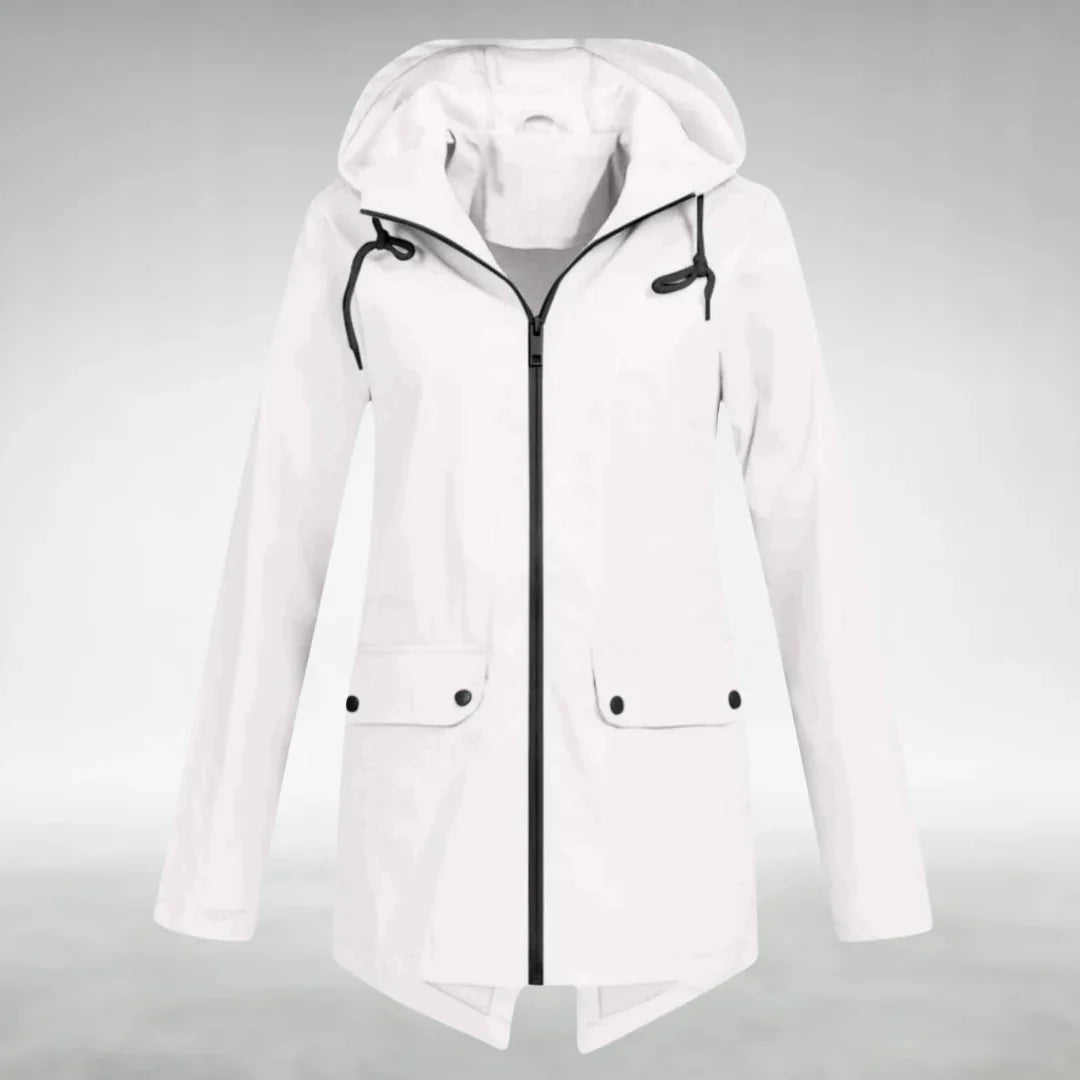 Veste imperméable à capuche pour femme avec poches avant