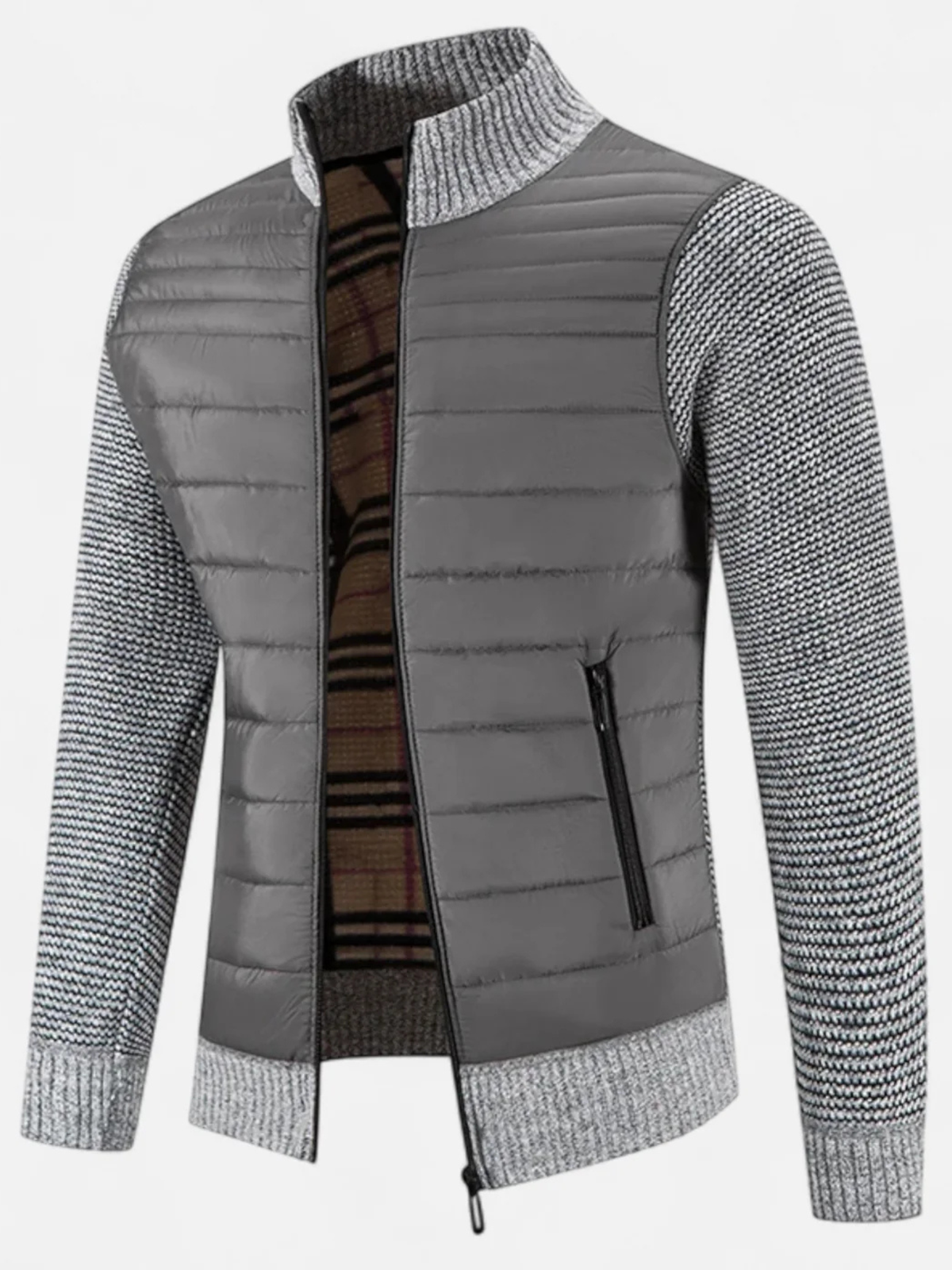 Veste Homme Bi-Matière Matelassée Manches Tricot