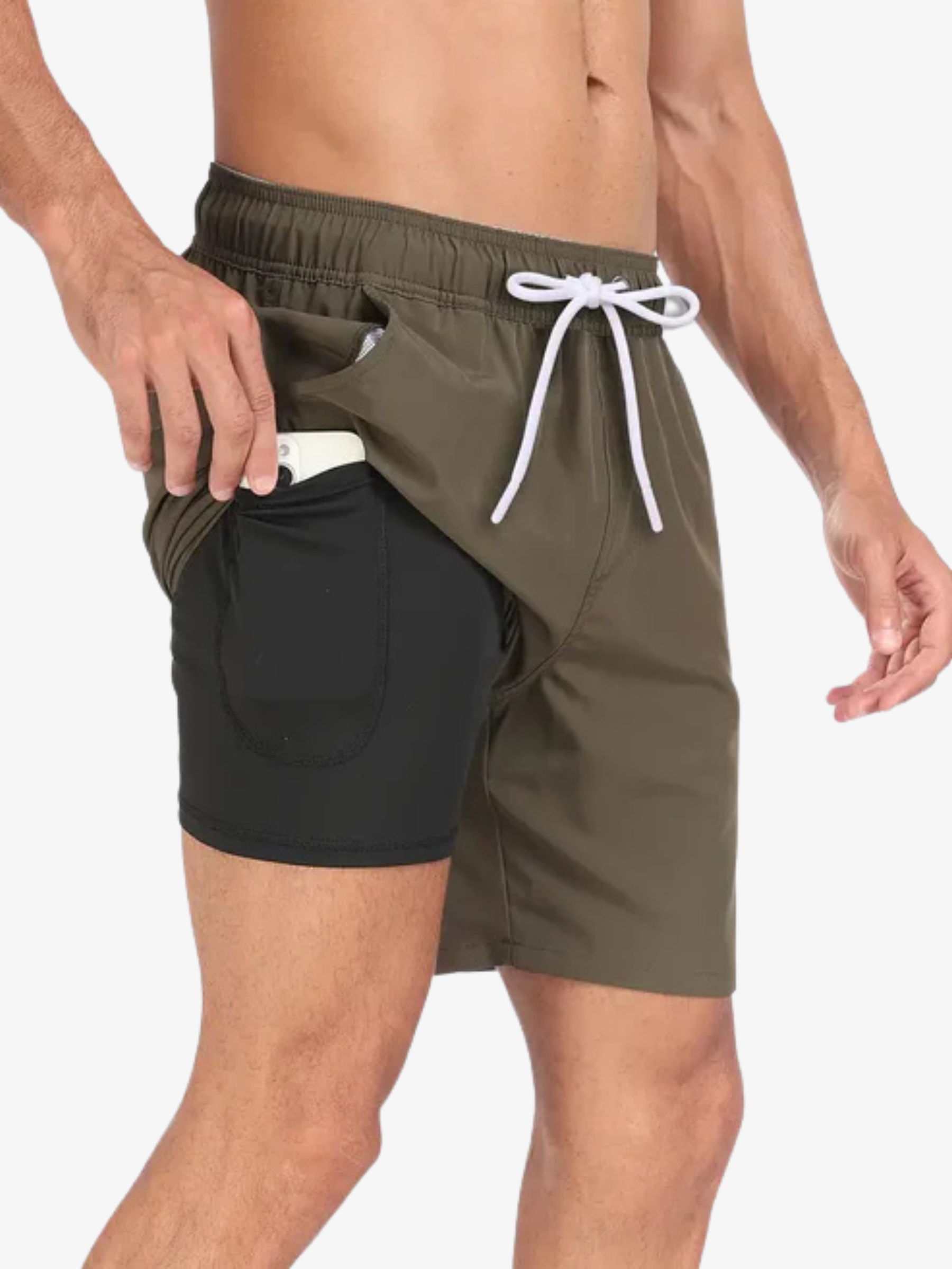 Short de bain athlétique à séchage rapide avec doublure de compression homme