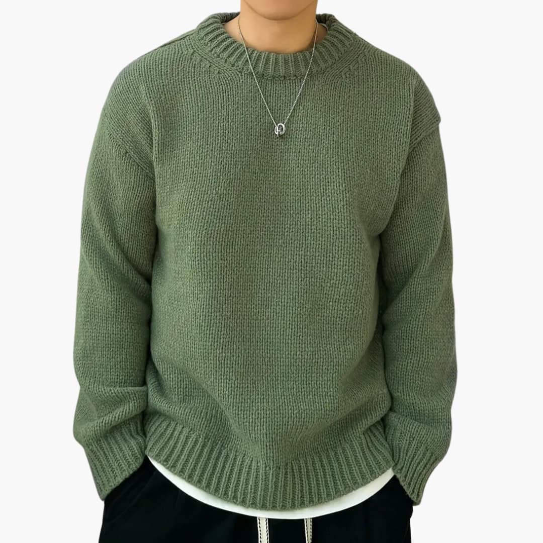 Pull à col rond en tricot classique pour hommes