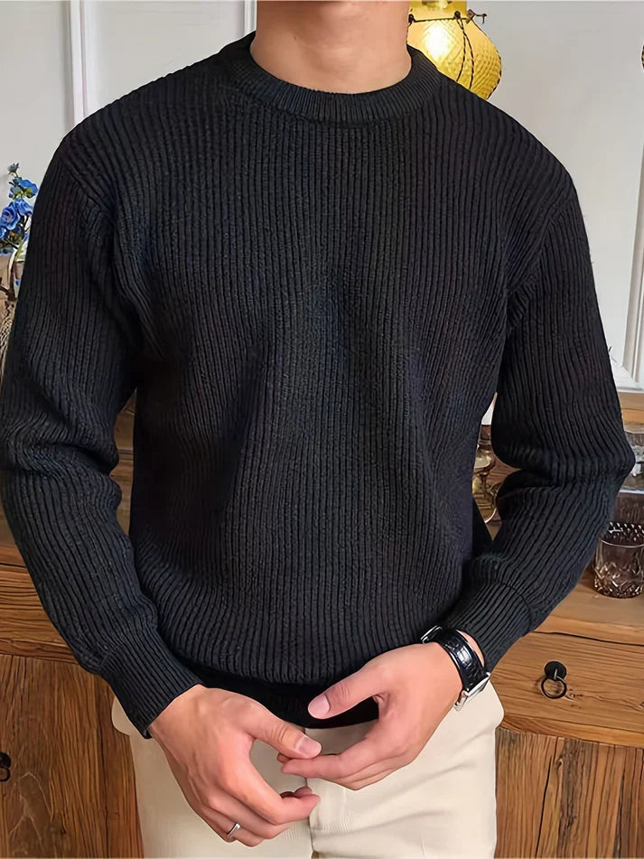 Pull classique en tricot côtelé pour hommes