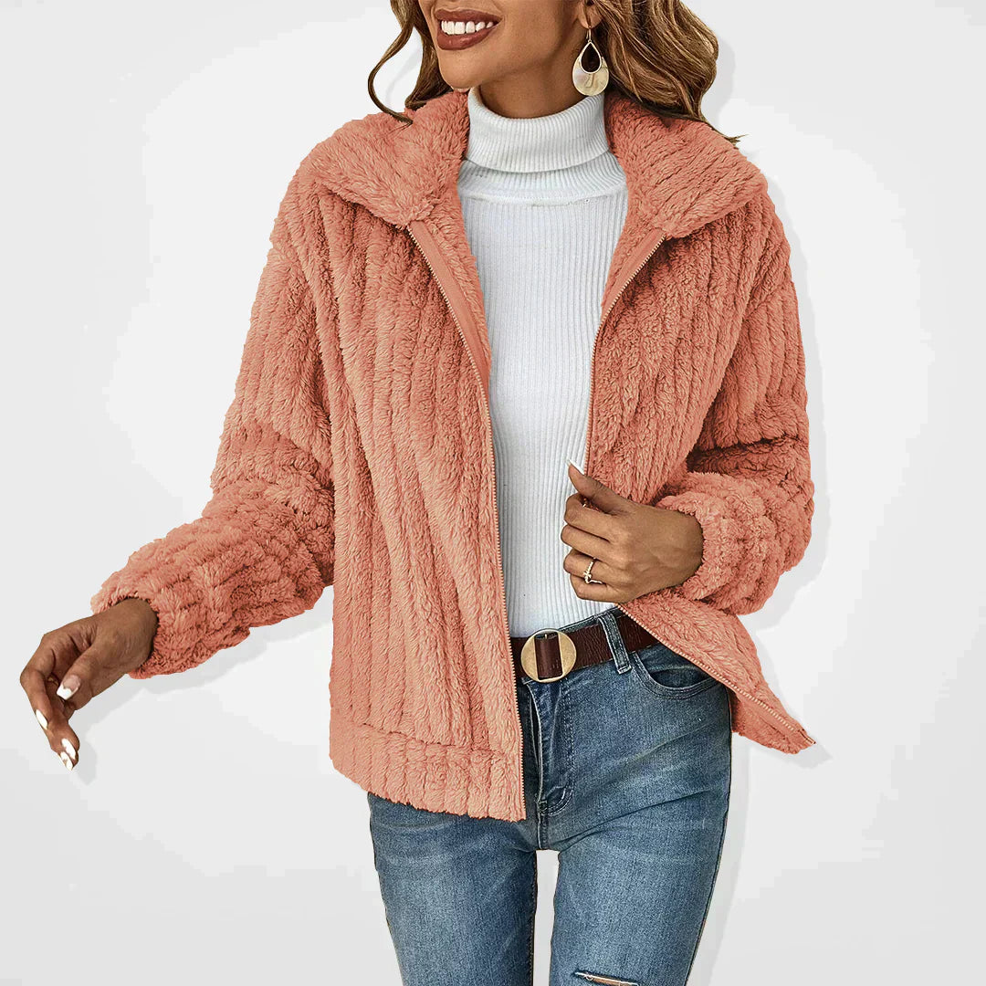 Veste zippée en peluche pour femmes